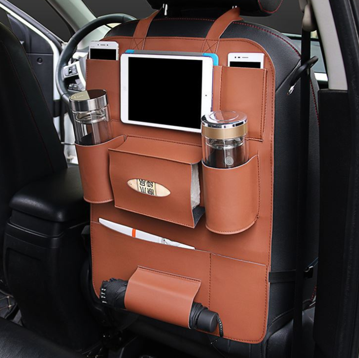 Organiseur Latéral De Siège Auto En Cuir + Clip à Lunettes – Range Tes Affaires En Voiture, Bureau Ou Maison