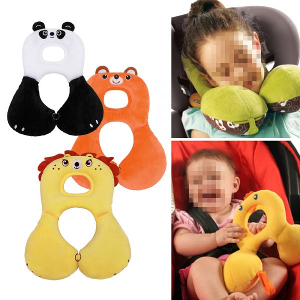 Oreiller en forme de U pour bébé, oreiller de sécurité en U avec housse de protection, oreiller de poussette pour siège de voiture, Support court en peluche pour la tête du cou de bébé