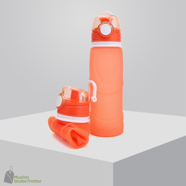 bouteille d'eau pliable de voyage orange
